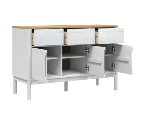 Kumode Floro, Balta, 114X43X74 Cm, Priedes Masīvkoks Vidaxl