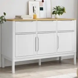 Šoninė Spintelė Floro, Balta, 114X43X74cm Pušies Masyvas