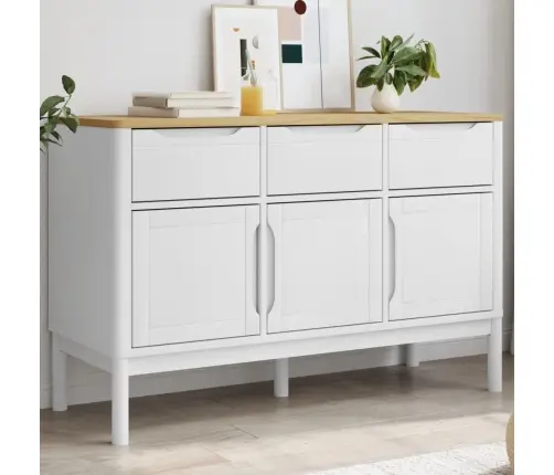 Kumode Floro, Balta, 114X43X74 Cm, Priedes Masīvkoks Vidaxl