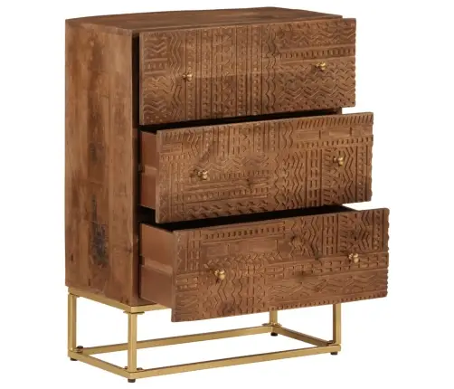 Kumode Ar Atvilktnēm, 55X30X76 Cm, Mango Masīvkoks, Dzelzs Vidaxl