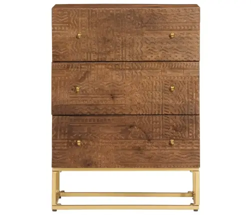 Kumode Ar Atvilktnēm, 55X30X76 Cm, Mango Masīvkoks, Dzelzs Vidaxl