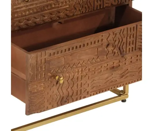 Kumode Ar Atvilktnēm, 55X30X76 Cm, Mango Masīvkoks, Dzelzs Vidaxl