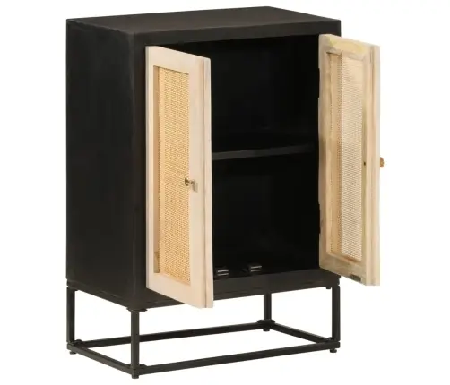 Šoninė Spintelė, Juoda, 55X30X76cm Mango Masyvas Ir Geležis