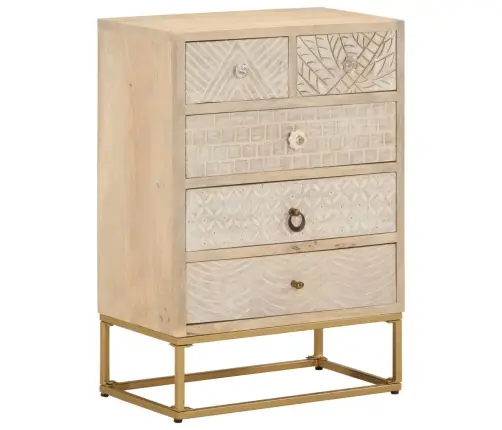 Kumode Ar Atvilktnēm, 55X30X76 Cm, Mango Masīvkoks, Dzelzs Vidaxl