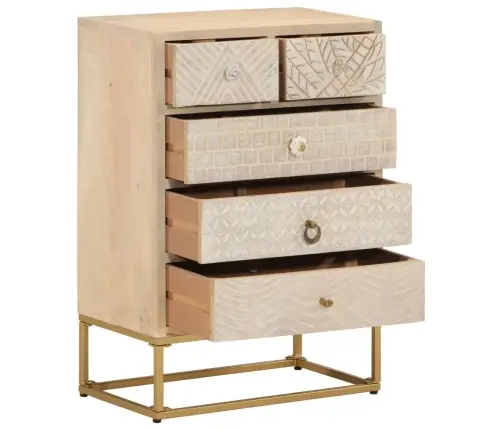 Kumode Ar Atvilktnēm, 55X30X76 Cm, Mango Masīvkoks, Dzelzs Vidaxl