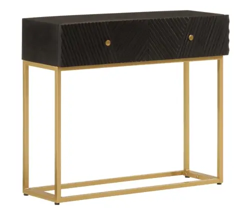 Konsoles Galdiņš, Melns, 90X30X76 Cm, Mango Koks, Dzelzs Vidaxl