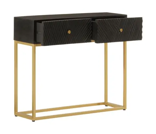 Konsoles Galdiņš, Melns, 90X30X76 Cm, Mango Koks, Dzelzs Vidaxl