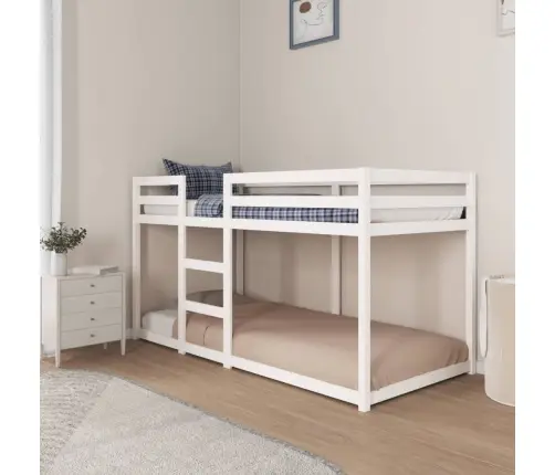 Divstāvu Gulta, Balta, 90X200 Cm, Priedes Masīvkoks Vidaxl