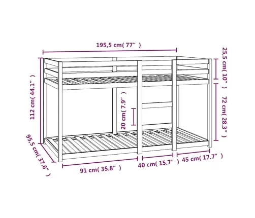 Narivoodi, Valge, 90 X 190 cm Männipuit