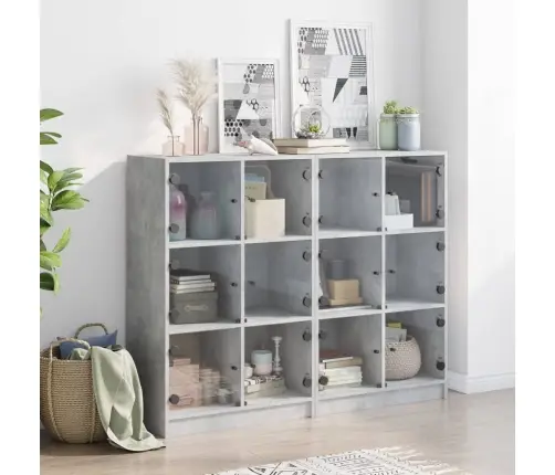 Grāmatplaukts, Betona Pelēks, 136X37X109 Cm, Inženierijas Koks Vidaxl