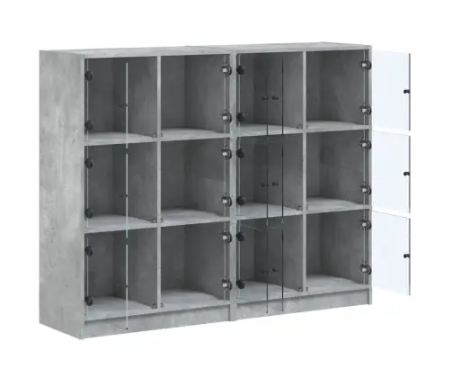 Grāmatplaukts, Betona Pelēks, 136X37X109 Cm, Inženierijas Koks Vidaxl