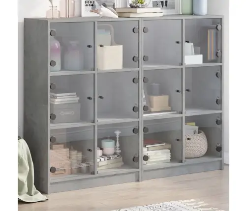 Grāmatplaukts, Betona Pelēks, 136X37X109 Cm, Inženierijas Koks Vidaxl