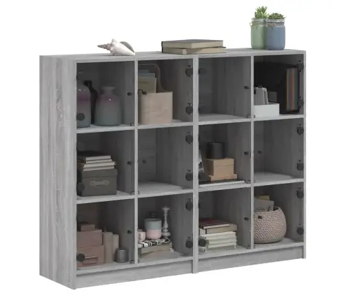 Knygų Spinta Su Durelėmis, Pilka Ąžuolo, 136X37X109cm Mediena Knygų Spinta Su Durelėmis, Pilka Ąžuolo, 136X37X109cm Mediena