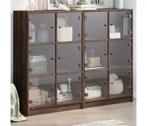 Ustega Raamaturiiul, Pruun Tamm, 136 X 37 X 109 cm Tehispuit