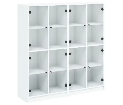 Grāmatu Plaukts Ar Durvīm, Balts, 136X37X142 Cm, Koks Vidaxl