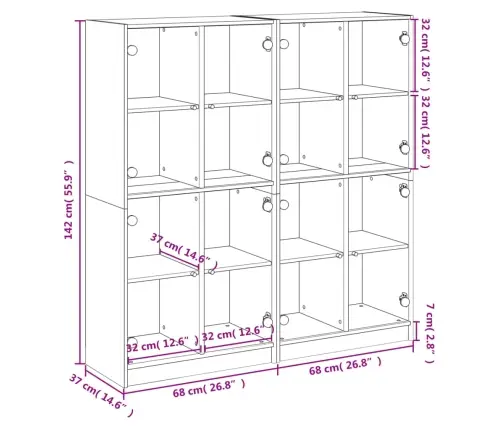 Grāmatu Plaukts Ar Durvīm, Balts, 136X37X142 Cm, Koks Vidaxl