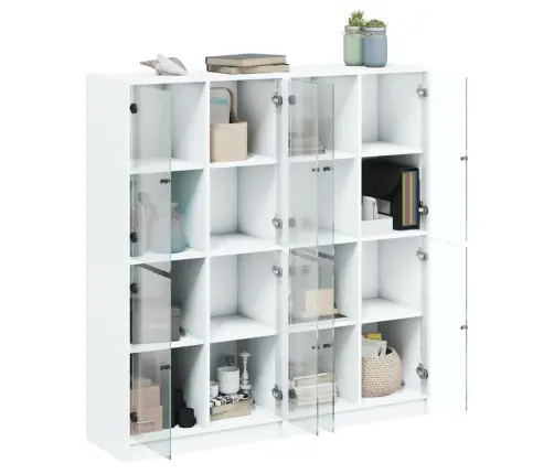 Grāmatu Plaukts Ar Durvīm, Balts, 136X37X142 Cm, Koks Vidaxl