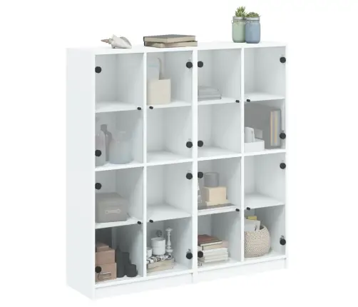 Grāmatu Plaukts Ar Durvīm, Balts, 136X37X142 Cm, Koks Vidaxl