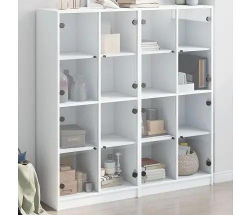 Grāmatu Plaukts Ar Durvīm, Balts, 136X37X142 Cm, Koks Vidaxl