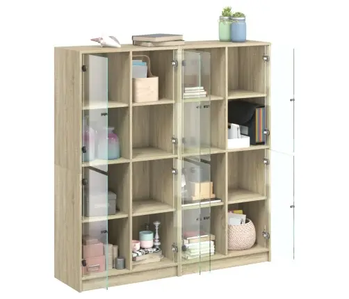 Ustega Raamaturiiul, Sonoma Tamm, 136 X 37 X 142 cm Tehispuit