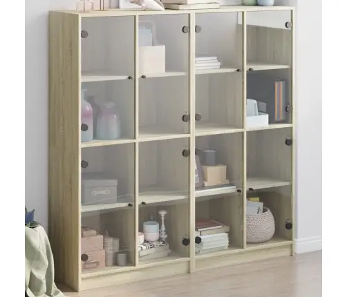 Ustega Raamaturiiul, Sonoma Tamm, 136 X 37 X 142 cm Tehispuit