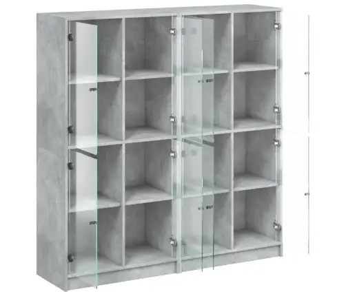 Grāmatplaukts Ar Durvīm, Betona Pelēks, 136X37X142 Cm, Koks Vidaxl Grāmatplaukts Ar Durvīm, Betona Pelēks, 136X37X142 Cm, Koks Vidaxl