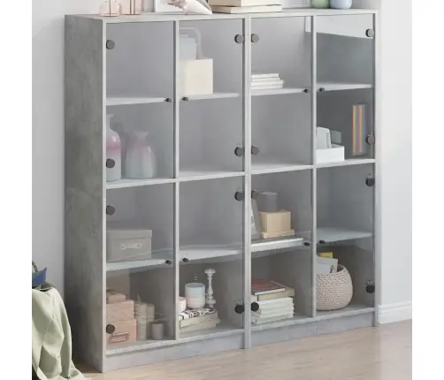 Grāmatplaukts Ar Durvīm, Betona Pelēks, 136X37X142 Cm, Koks Vidaxl Grāmatplaukts Ar Durvīm, Betona Pelēks, 136X37X142 Cm, Koks Vidaxl