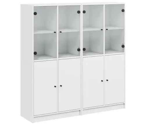 Grāmatu Plaukts Ar Durvīm, Balts, 136X37X142 Cm, Koks Vidaxl