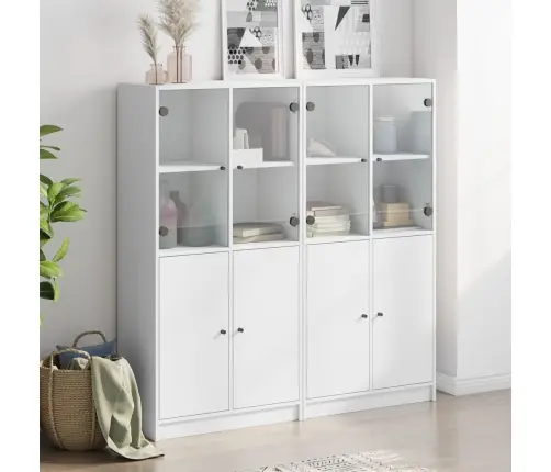 Grāmatu Plaukts Ar Durvīm, Balts, 136X37X142 Cm, Koks Vidaxl