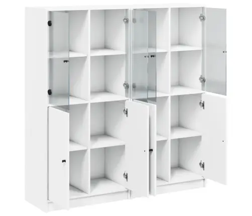 Grāmatu Plaukts Ar Durvīm, Balts, 136X37X142 Cm, Koks Vidaxl