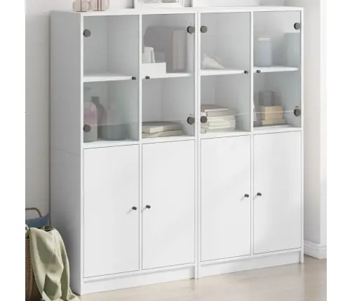 Grāmatu Plaukts Ar Durvīm, Balts, 136X37X142 Cm, Koks Vidaxl