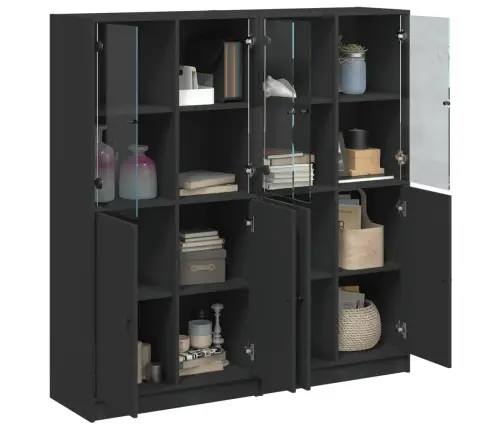 Knygų Spinta Su Durelėmis, Juoda, 136X37X142cm Mediena Knygų Spinta Su Durelėmis, Juoda, 136X37X142cm Mediena