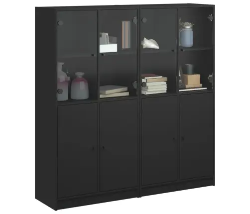 Knygų Spinta Su Durelėmis, Juoda, 136X37X142cm Mediena Knygų Spinta Su Durelėmis, Juoda, 136X37X142cm Mediena