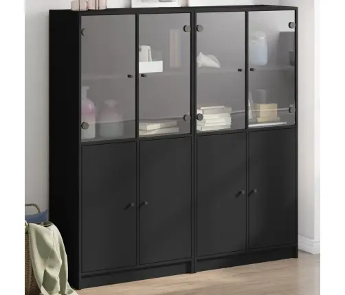 Knygų Spinta Su Durelėmis, Juoda, 136X37X142cm Mediena Knygų Spinta Su Durelėmis, Juoda, 136X37X142cm Mediena