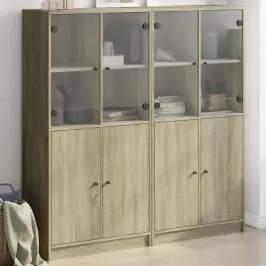 Grāmatu Plaukts Ar Durvīm, Ozola Krāsa, 136X37X142 Cm, Koks Vidaxl
