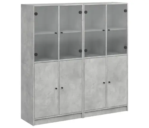 Knygų Spinta Su Durelėmis, Betono Pilka, 136X37X142cm Mediena