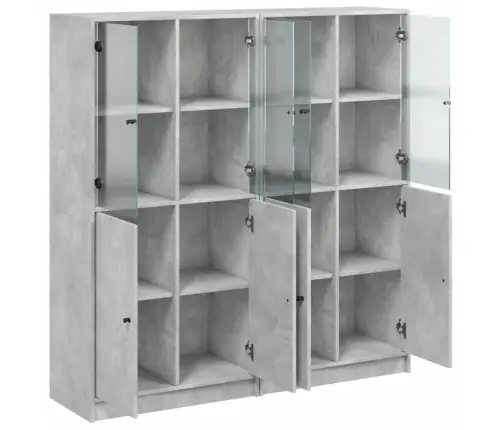 Knygų Spinta Su Durelėmis, Betono Pilka, 136X37X142cm Mediena