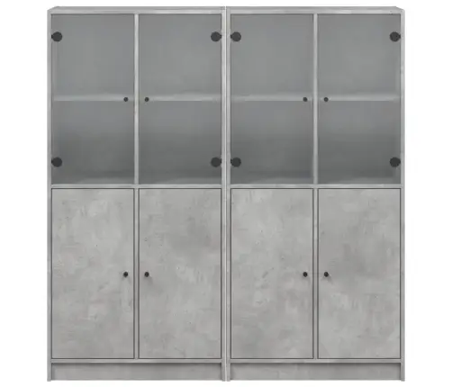 Knygų Spinta Su Durelėmis, Betono Pilka, 136X37X142cm Mediena