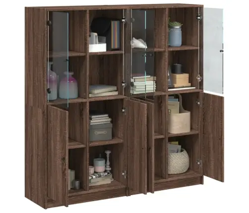 Grāmatu Plaukts Ar Durvīm, Brūna Ozola, 136X37X142 Cm, Koks Vidaxl