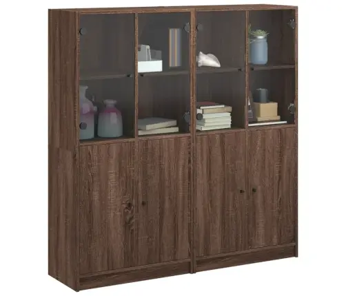 Grāmatu Plaukts Ar Durvīm, Brūna Ozola, 136X37X142 Cm, Koks Vidaxl