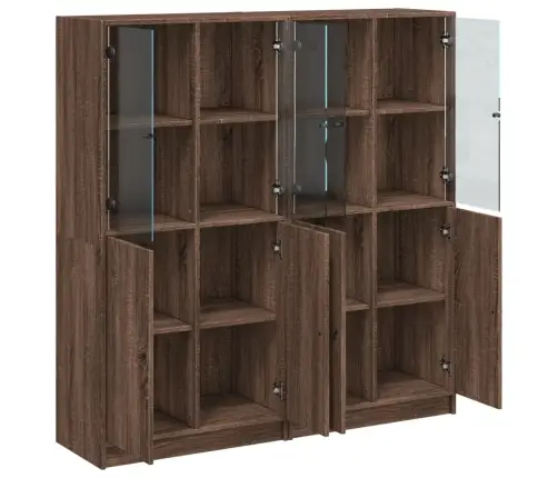 Grāmatu Plaukts Ar Durvīm, Brūna Ozola, 136X37X142 Cm, Koks Vidaxl