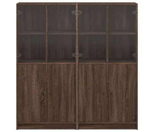 Grāmatu Plaukts Ar Durvīm, Brūna Ozola, 136X37X142 Cm, Koks Vidaxl