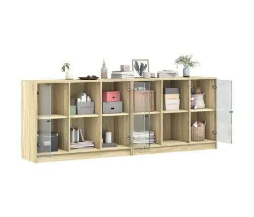 Knygų Spinta Su Durelėmis, Ąžuolo, 204X37X75cm Mediena