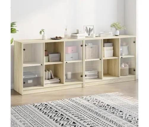 Knygų Spinta Su Durelėmis, Ąžuolo, 204X37X75cm Mediena