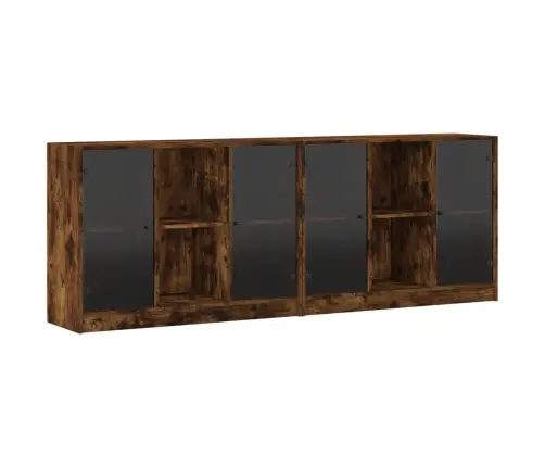 Knygų Spinta Su Durelėmis, Dūminė Ąžuolo, 204X37X75cm Mediena