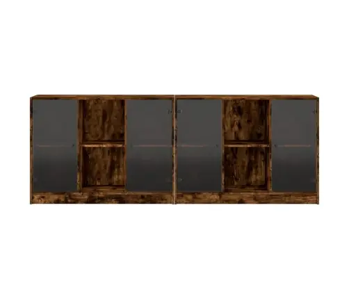 Knygų Spinta Su Durelėmis, Dūminė Ąžuolo, 204X37X75cm Mediena