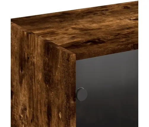 Knygų Spinta Su Durelėmis, Dūminė Ąžuolo, 204X37X75cm Mediena