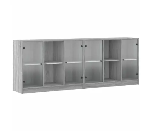 Knygų Spinta Su Durelėmis, Pilka Ąžuolo, 204X37X75cm Mediena