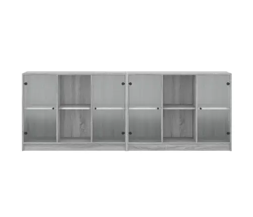 Knygų Spinta Su Durelėmis, Pilka Ąžuolo, 204X37X75cm Mediena