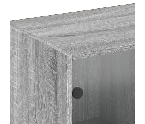 Knygų Spinta Su Durelėmis, Pilka Ąžuolo, 204X37X75cm Mediena